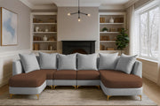 Zoe 8 Seater U Shape Sofa Set for Living Room (Black Grey Colour) Premium Fabric Sofa Set Living Room