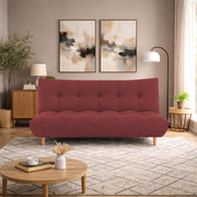 Drantly 3 Seater Sofa Cum Bed for Living Room (Maroon Fabric Color) Premium Suede Velvet Fabric Sofa Cum Bed for Living Room