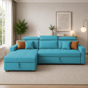 Casaliving Gagnon LHS 4 Seater L Shape Corner Sofa Cum Bed for Living Room with Storage (Black Fabric) Premium Fabric Sofa Cum Bed