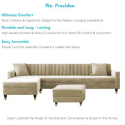 Casaliving Garcia LHS 8 Seater L Shape Sofa Set with Ottoman & 2 Puffy for Living Room (Cream) Premium Fabric Sofa Set