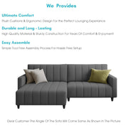 Netlie 4 Seater LHS L Shape Sofa Set for Living Room (Dark Grey Fabric) Premium Fabric Sofa Set for Living Room