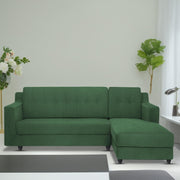 Fracher RHS 4 Seater L Shape Sofa Set for Living Room (Green Fabric) Premium Fabric Sofa