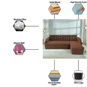 Grance LHS 4 Seater Corner Sofa Cum Bed for Living Room (Black Fabric) Premium Fabric Sofa