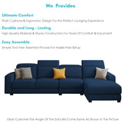 Orion RHS 6 Seater L Shape Sofa Set for Living Room (Blue Colour) Premium Fabric Sofa