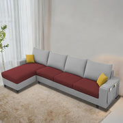 Casaliving Porto LHS 6 Seater L Shape Sofa Set for Living Room (Black Fabric) Premium Velvet Fabric