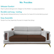Falconar 3 Seater Sofa Set for Living Room (Brown Grey Fabric) Premium Fabric Sofa