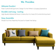 Aria RHS 4 Seater L Shape Sofa Set for Living Room (Yellow) Premium Fabric Sofa Set