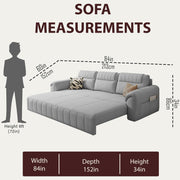Alicia 3 Seater Sofa Cum Bed for Living Room (Grey Fabric) Premium Fabric Sofa