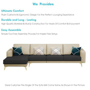 Falco LHS 6 Seater L Shape Sofa Set for Living Room (Cream Black Fabric) Premium Fabric Sofa