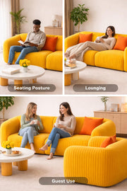 Vesta Modern Velvet Bubble Cloud Sofa, Tufted Design Upholstered 3+1+1 Seater Sofa Set for Living Room, (Black Colour) Premium Velvet Fabric Sofa