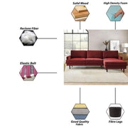 Oudrey 3 Seater Sofa Set with Center Table for Living Room (Maroon Colour) Premium Fabric Sofa