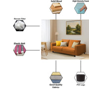 Minta 2 Seater Sofa Set for Living Room (Orange - Colour Fabric) Premium Fabric Sofa Set for Living Room