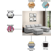 Rone 6 Seater L-Shaped & U-Shaped Sofas Set for Living Room – (Grey Colour Fabric) Premium Comfort Sofa