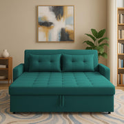 Treshta 2 Seater Pull-Out Premium Fabric Sofa Cum Bed Sofa Set for Living Room (Blue Fabric Color) Premium Fabric Sofa Set for Living Room