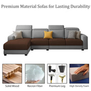Orion LHS 6 Seater L Shape Sofa Set for Living Room (Brown Grey Colour) Premium Fabric Sofa
