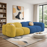 Casaliving Vetras Modern Velvet Bubble Cloud Sofa, Tufted Design Upholstered 3 Seater Sofa Set for Living Room,(Blue Colour) Premium Velvet Fabric Sofa