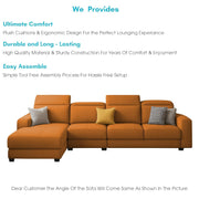 Orion LHS 6 Seater L Shape Sofa Set for Living Room (Orange Colour) Premium Fabric Sofa