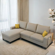 Casaliving Porto RHS 4 Seater L Shape Sofa Set for Living Room (Black Fabric) Premium Velvet Fabric Sofa Set - Black