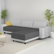 Linus RHS 4 Seater L Shape Sofa Set for Living Room (Black Grey Fabric) Premium Fabric Sofa