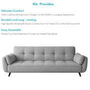 Francois 3 Seater Convertible Sofa Cum Bed for Living Room (Grey Fabric) Premium Fabric Sofa