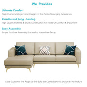 Falco LHS 4 Seater L Shape Sofa Set for Living Room (Cream Fabric) Premium Fabric Sofa