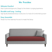 Premium Valkyrie 3 Seater Sofa Set 3 Seater Modern Sofa Set for Living Room (Maroon Grey Color Fabric)