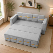 Casaliving Mordo 3 Seater Sofa Cum Bed for Living Room (Black Fabric) Premium Fabric Sofa Set