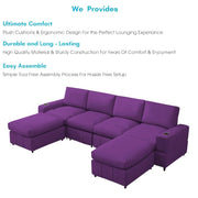 Rone 6 Seater L-Shaped & U-Shaped Sofas Set for Living Room – (Purple Colour Fabric) Premium Comfort Sofa