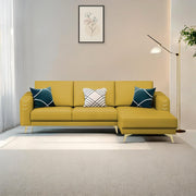 Falco RHS 4 Seater L Shape Sofa Set for Living Room (Yellow Fabric) Premium Fabric Sofa