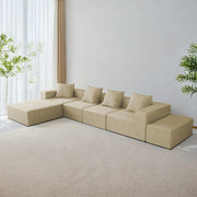 Sheron U Shaped Compressed Sofa Set for Living Room with Spacious Boucle Couch Set Living Rooms, (Cream Fabric) Premium Fabric U Shape Sofa for Living Room