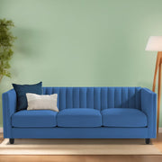 Casaliving Martine 3 Seater Sofa Set for Living Room (Blue Fabric) | Premium Fabric Sofa