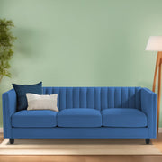 Casaliving Martine 3 Seater Sofa Set for Living Room (Blue Fabric) | Premium Fabric Sofa