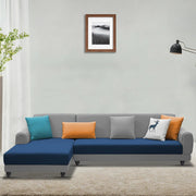 Casaliving Kaven LHS 4 Seater L Shape Sofa Set for Living Room (Black Fabric)