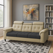 Kaven 3 Seater Sofa Set for Living Room (Yellow Grey Colour Fabric) Premium Fabric Sofa
