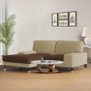 Latieo LHS 2 Seater Lounger L Shape Sofa Set for Living Room (Cream Brown) Premium Fabric Sofa