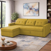 Casaliving Treshta 4 Seater LHS L - Shape Pull-Out Sofa Cum Bed with Storage Sofa for Living Room (Brown Fabric Color) Premium Fabric Sofa Set for Living Room Sofa Cum Bed