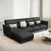 Casaliving Skynet LHS 6 Seater L Shape Sofa Set for Living Room (Black Colour) Premium Fabric Sofa Set