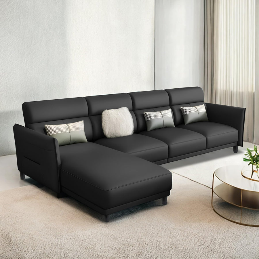 Casaliving Skynet LHS 6 Seater L Shape Sofa Set for Living Room (Black Colour) Premium Fabric Sofa Set