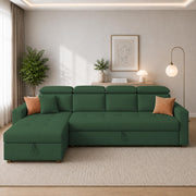 Casaliving Gagnon LHS 4 Seater L Shape Corner Sofa Cum Bed for Living Room with Storage (Black Fabric) Premium Fabric Sofa Cum Bed
