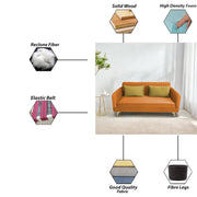 Deren 3 Seater Sofa Set for Living Room (Orange Colour) Premium Fabric Sofa