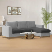 Charmi RHS 4 Seater L Shape Sofa Set for Living Room (Black Grey Fabric) Premium Fabric Sofa