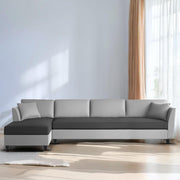 Casaliving Marvin LHS 4 Seater L Shape Sofa Set for Living Room (Black Fabric) Premium Fabric Sofa