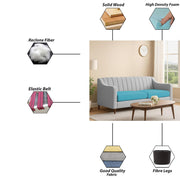 Mobius 3 Seater Sofa Set for Living Room (Turquise Grey Colour Sofa) Premium Fabric Sofa for Living Room