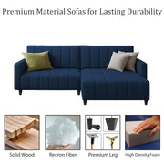 Netlie 4 Seater RHS L Shape Sofa Set for Living Room (Blue Fabric) Premium Fabric Sofa Set for Living Room