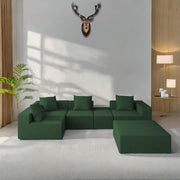 Sheron U Shaped Compressed Sofa Set for Living Room with Spacious Boucle Couch Set Living Rooms, (Green Fabric) Premium Fabric U Shape Sofa for Living Room