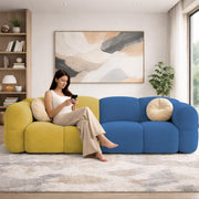 Casaliving Vetras Modern Velvet Bubble Cloud Sofa, Tufted Design Upholstered 3 Seater Sofa Set for Living Room,(Blue Colour) Premium Velvet Fabric Sofa