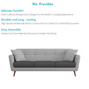 Letty 3 Seater Sofa Set for Living Room (Black Grey Colour) Premium Fabric Sofa