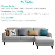 Aria RHS 4 Seater L Shape Sofa Set for Living Room (Grey) Premium Fabric Sofa Set