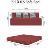 Marcus 3 Seater Sofa Cum Bed with 3 Cushions for Living Room (Black Fabric) Premium Fabric Sofa Set 6.5 X 6.5 Feet