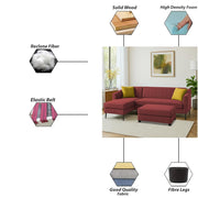 Neyami LHS 4 Seater with Ottoman L Shape Sofa Set for Living Room (Maroon) Premium Fabric Sofa Set